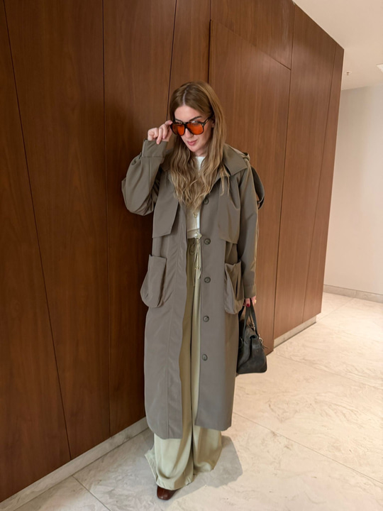 Orijinal Model , Kapüşonlu , Tasarım , Haki Trençkot