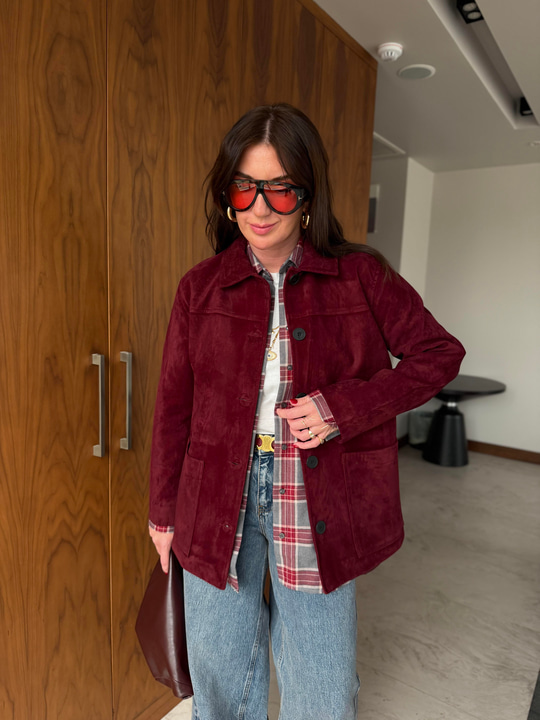 Orijinal Model , Premium Kalite , Bordo Süet Ceket