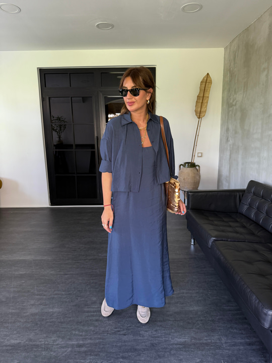 Lacivert , Tencel , Gömlek & Elbise , Modal Takım
