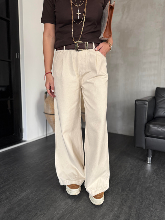 Orijinal Marka , Beli Lastikli , Gabardin Kumaş , Bej Palazzo Pantolon