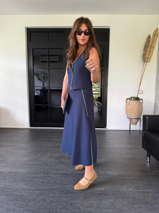 Biyeli , Etek & Yelek , Lacivert Takım