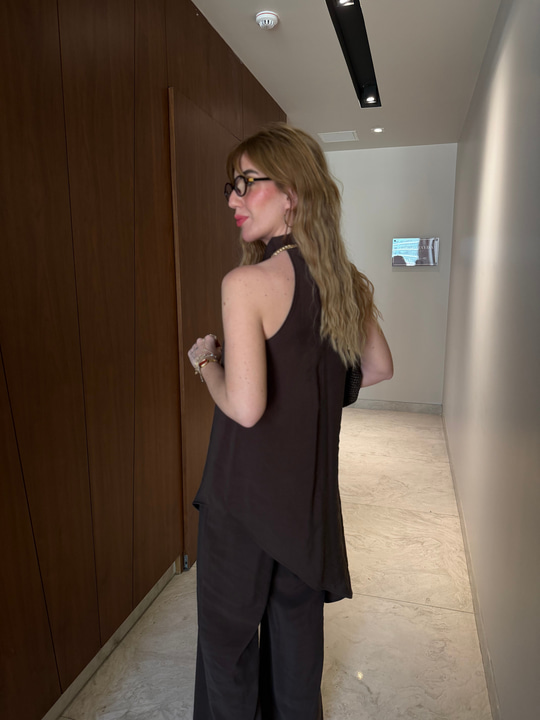 Orijinal Model , Degaje Yaka , Tencel Acıkhahve Takım