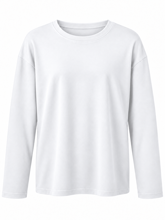 Cs Marka , Pamuklu , Uzun Kol Beyaz T-shirt