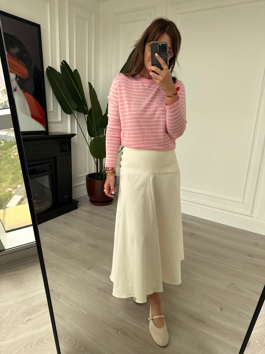 Orijinal Model , Yandan Gold Düğmeli , Premuim , Midi Boy , Ekru Gabardin Etek