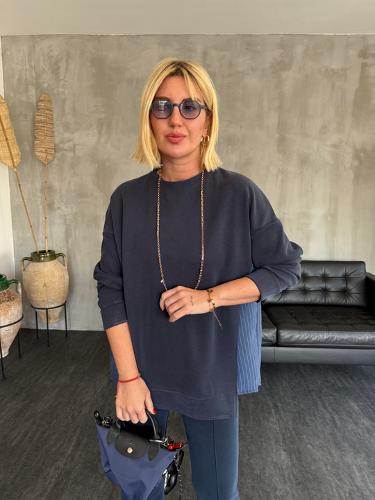 İthal Modal & Tencel Mix , İspanyol Paça , Lacivert Takım