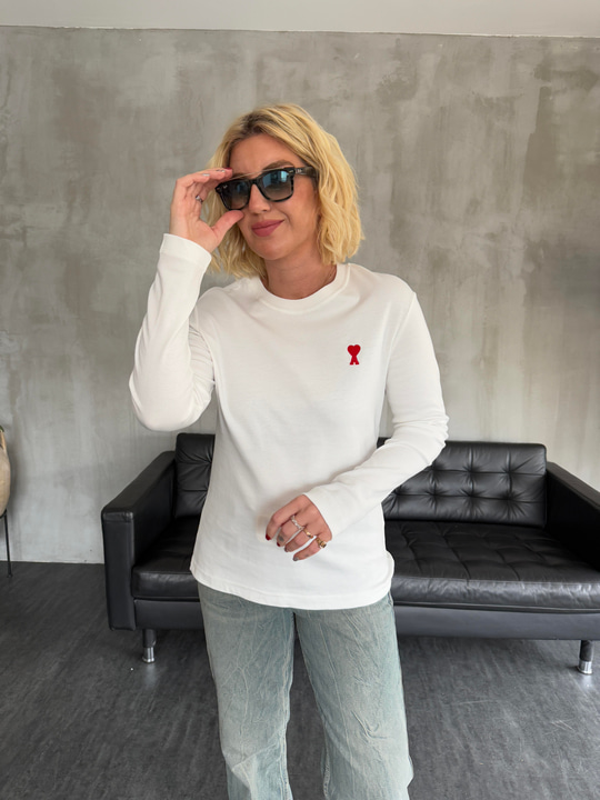 Orijinal Marka , %100 Koton , Uzun Kollu , Beyaz T-shirt
