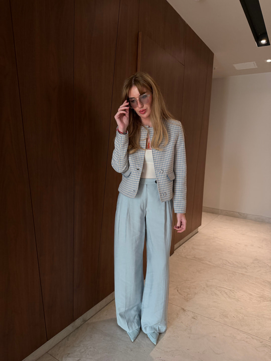 Orijinal Marka Buz Mavisi Tencel Palazzo Pantalon