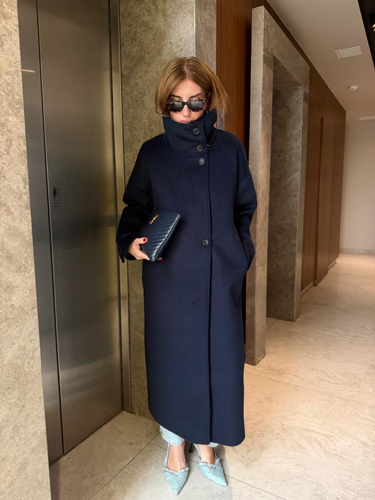 Orijinal Model , Lacivert , Premium Kaşe Kaban