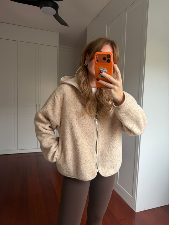 Orijinal Model , Kapüşonlu , Biyeli , Bej Teddy Mont