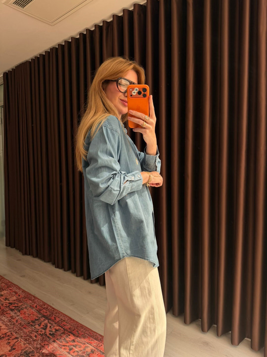 Bgm Marka , Hayvan İşleme Figürlü , Tencel Jean Gömlek