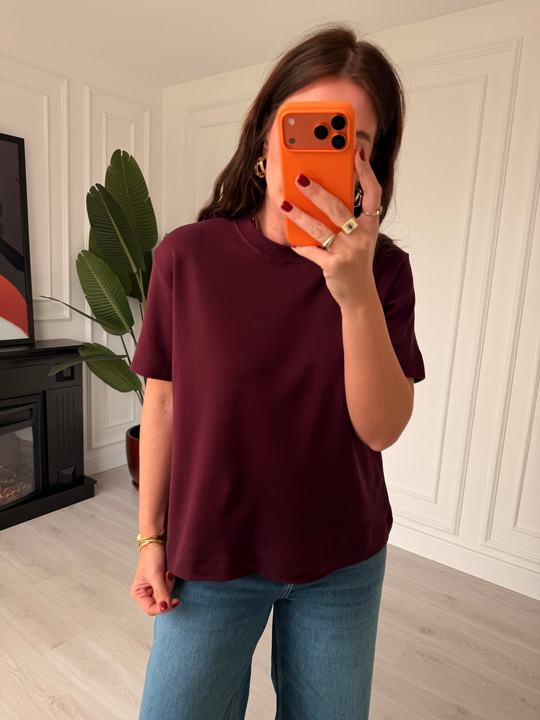 Orijinal Marka , Mürdüm , Kısa Kol T-shirt