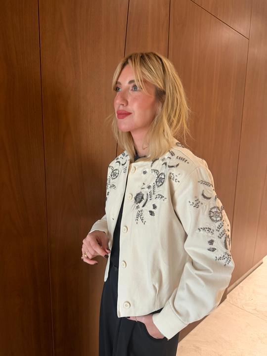 Pul & Nakış İşlemeli , Pamuklu , Gabardin Bomber Ceket