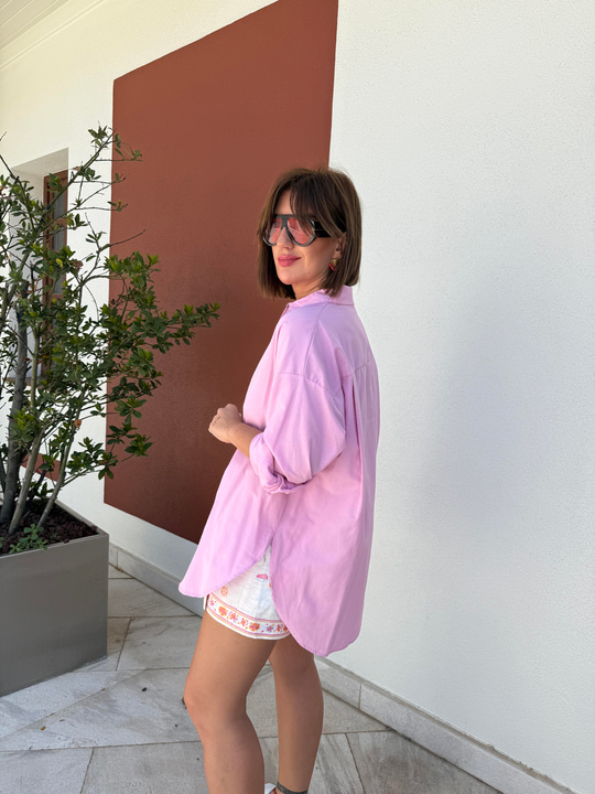 Pembe , Poplin Gömlek