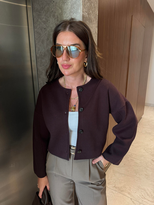 Std Beden , Premium Kalite , Acı Kahve , Triko Ceket