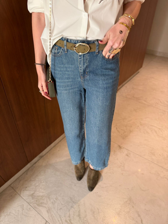 Haki Süet Kemerli , Tencel Jean Pantolon