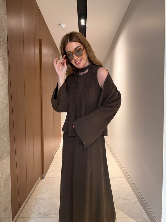 Elbise & Ceket , Acıkahve Tencel Takım