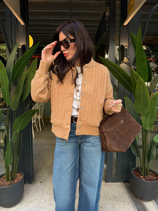 Orijinal Model , Saç Örügülü , Premium Yün , Camel Ceket