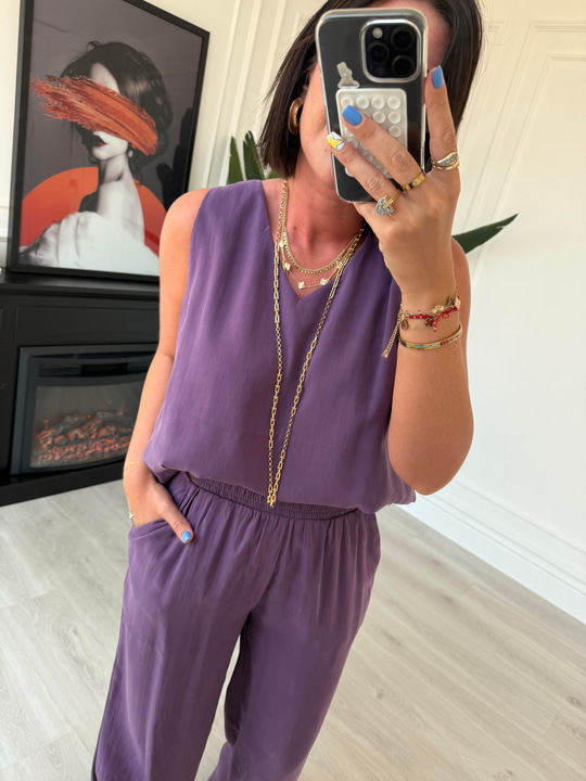 Mor , Tencel Modal , Bluz & Pantolon Takım