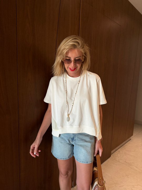 Orijinal Model, Poplin Garnilli Ekru Tasarım Bluz