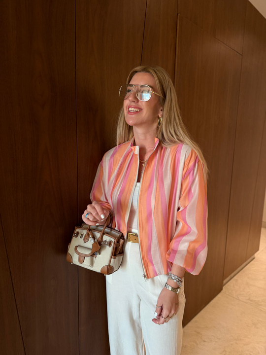 Orijinal Model , Renkli Çizgili , Premium Bomber Ceket