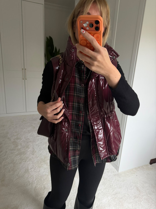 Tw-st Model , İçi Ekose Gömlekli , Bordo , Premium Şişme Yelek