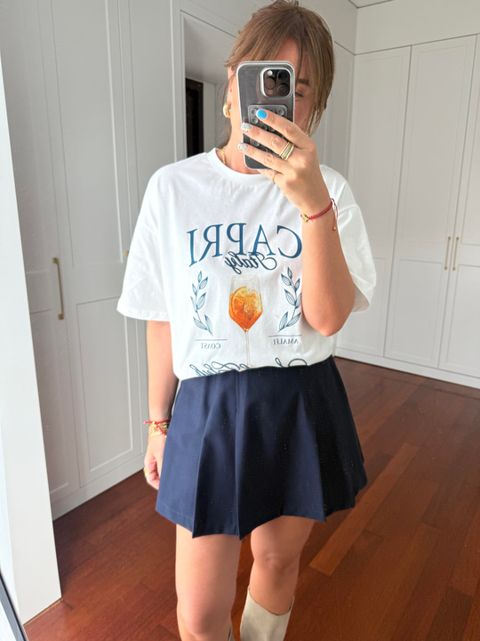 Capri Yazılı , Beyaz T-shirt