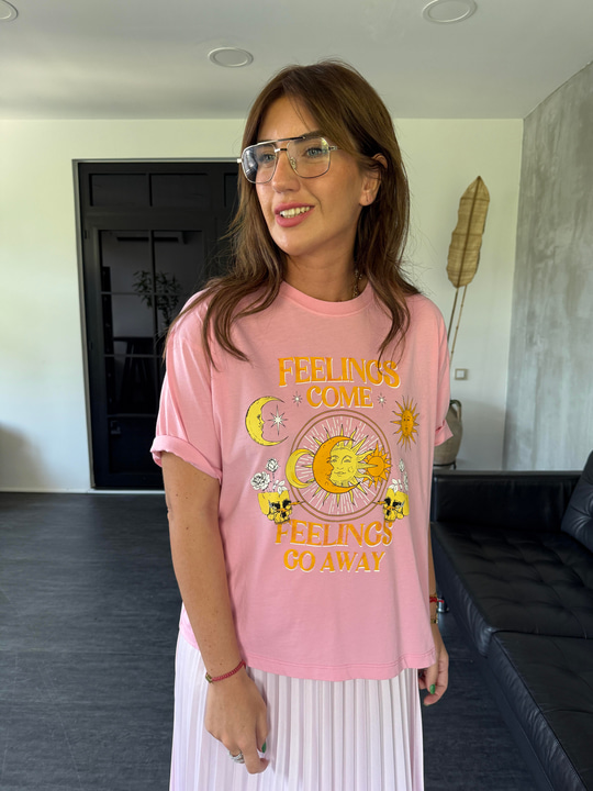 Güneş Baskılı , Pembe T-shirt