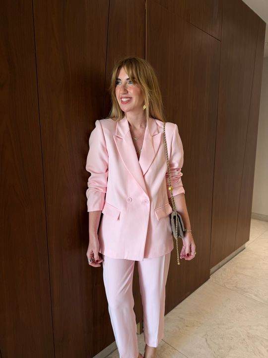 Orijinal Marka , Pembe , Blazer Ceket & Likralı Pantolon Takım