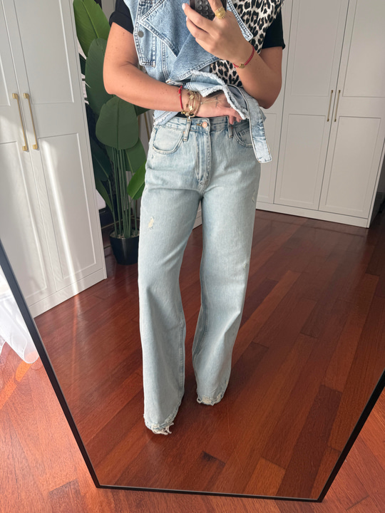 Açık Mavi , Premium , Palazzo Jean Pantolon