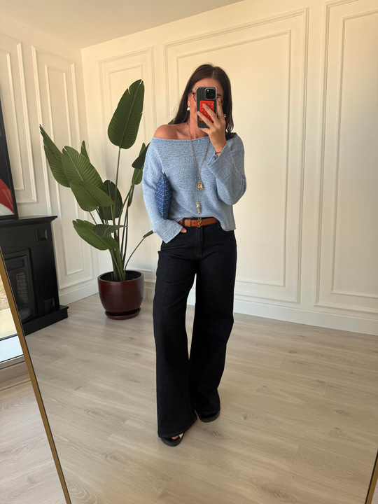 Likralı , Taba Dikişli , Lacivert , Premium Palazzo Jean