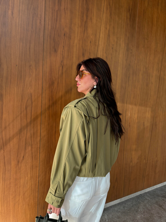 Orijinal Model , Pileli , Vatkalı , Haki , Kısa Trenchcoat