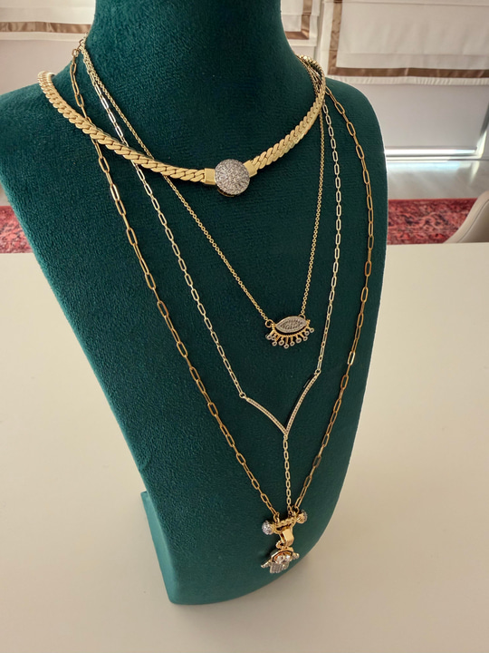 Mini Zincirli , Zirkon Taşlı , 14k Taçlı Göz Kolye