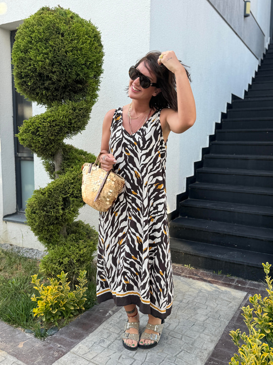 Zebra Desenli , Tiril Elbise