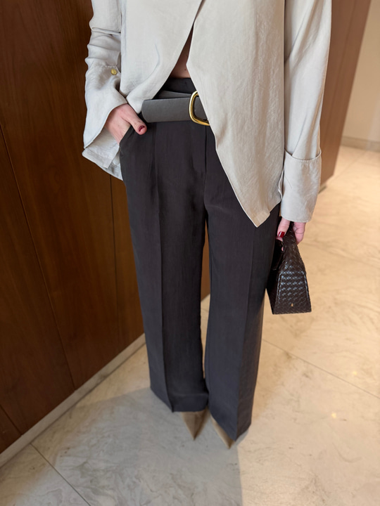 Deri Kemerli , Acıkahve , Tencel Palazzo