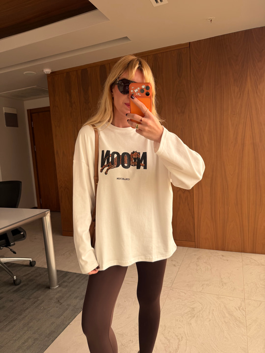 Uzun Kollu , Kaplan Desenli Sweatshirt