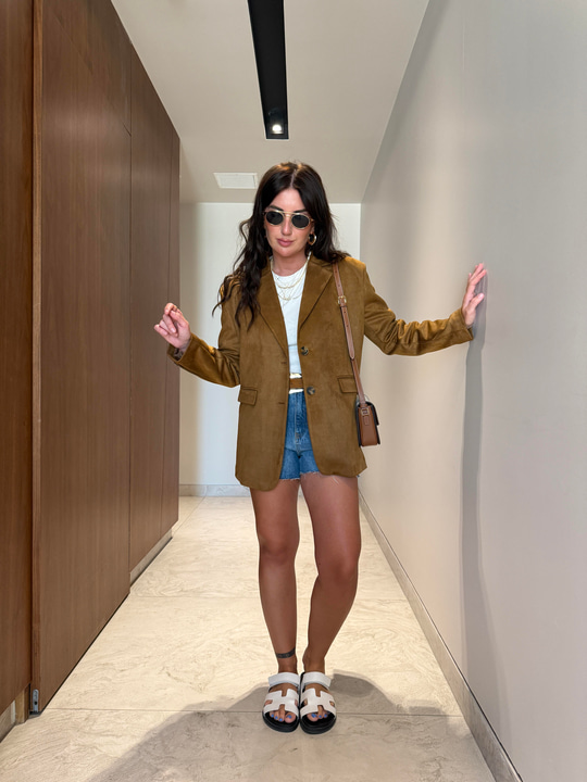 Taba Renk , Süet , Blazer Ceket