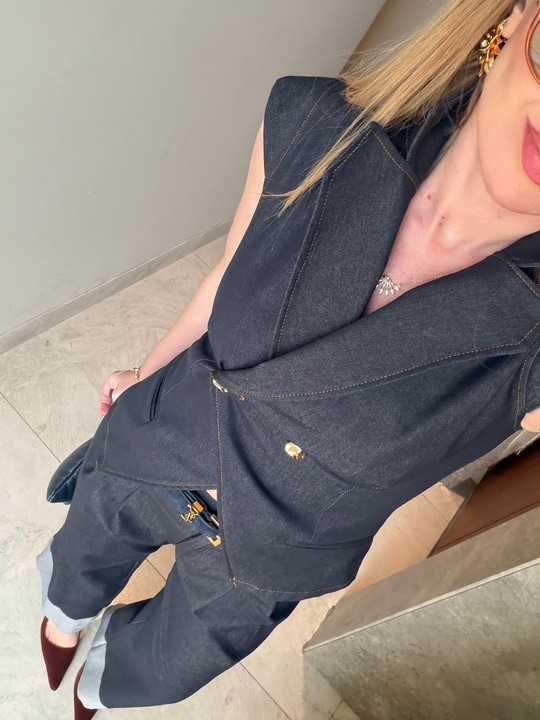 Orijinal Model Full Likralı, Yelek & Double Paça Pantalon Jean Takım 