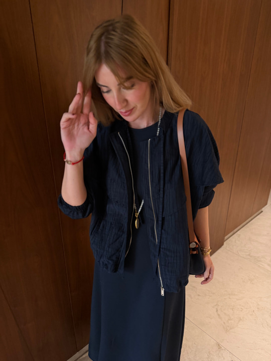 Premium Modal Elbise & Bomber Ceket , Lacivert Takım