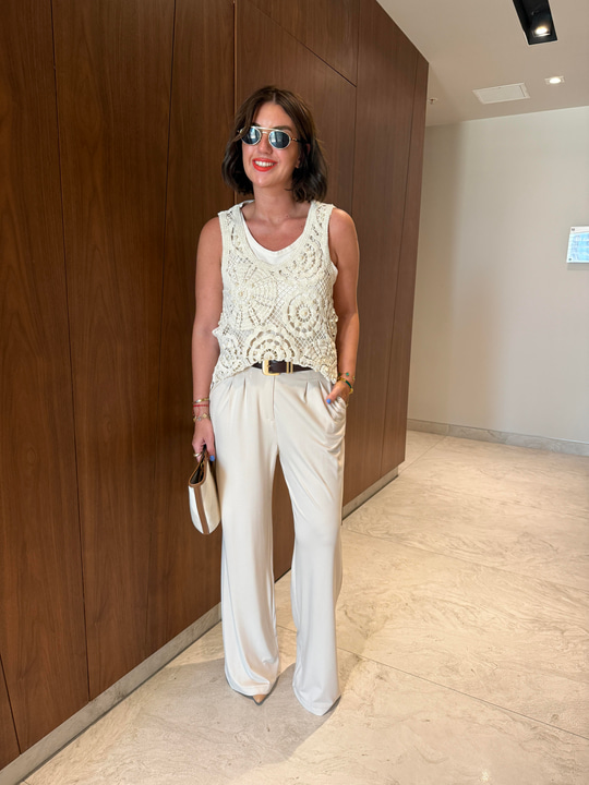 Arkası Lastikli , Tencel Modal , Bej Palazzo Pantolon