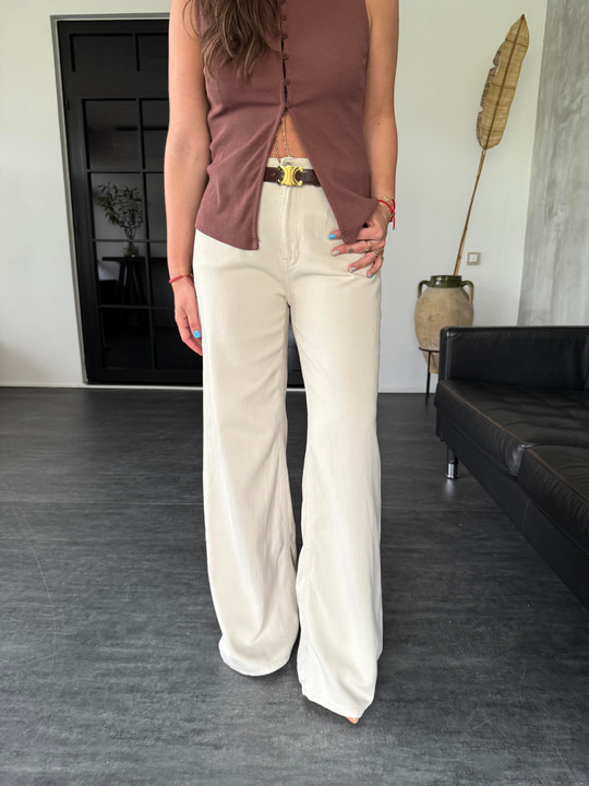 Taş Rengi  , Tencel Palazzo Jean