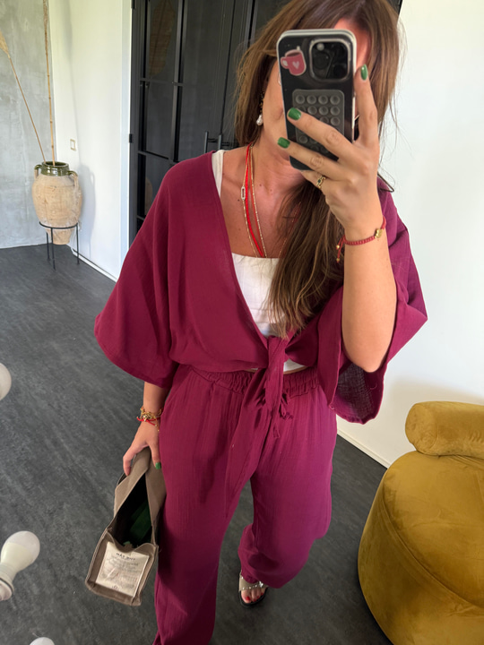 %100 Coton , Vişne Çürüğü , Önden Bağlamalı , Beli Lastikli , Müslim Takım