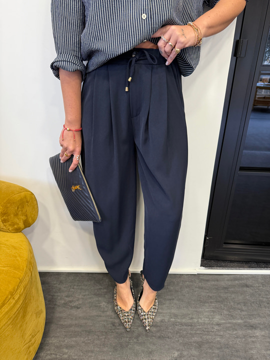 Beli Lastikli , Lacivert , Jogger Tiril Pantolon