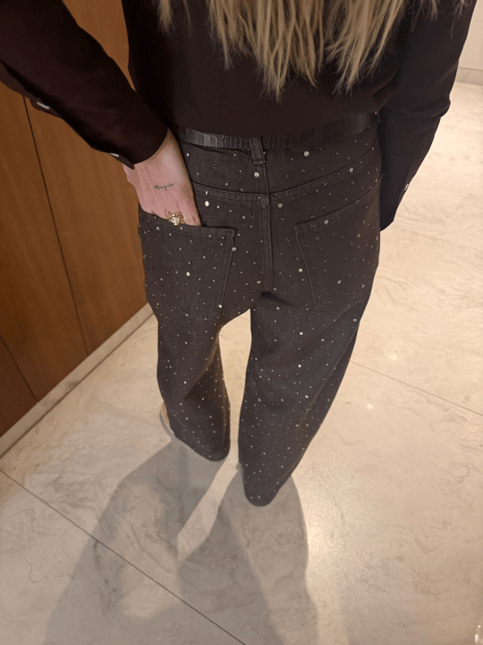 Orijinal Model , Premium Kalite , Full Taş İşlemeli , Acıkahve Jean Pantolon
