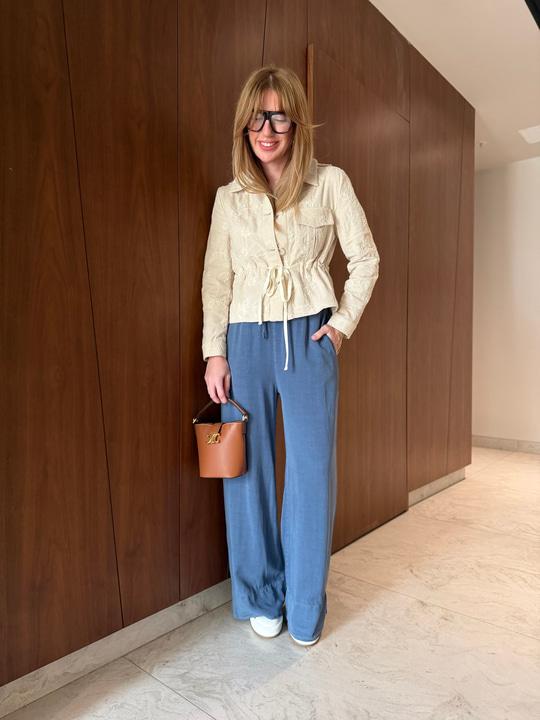 %100 Tencel , Mavi Palazzo Pantolon 