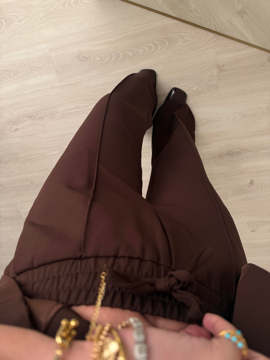 Taş Düğmeli, Acı Kahve Yelek & Pantalon Takım