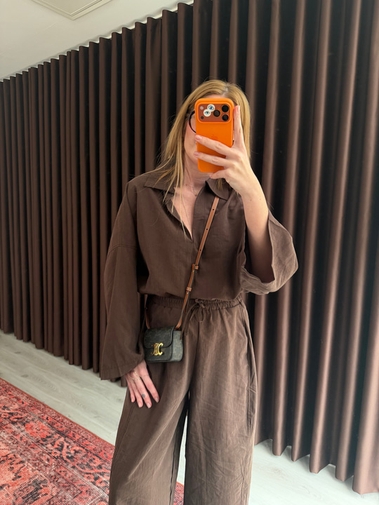 COS Model V Yaka Acıkahve Takım