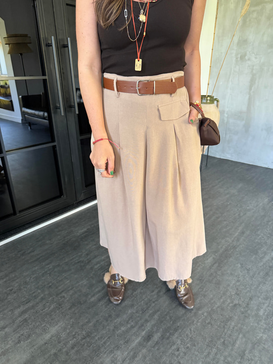 Taba Kemerli , %100 Pamuk , Camel Etek