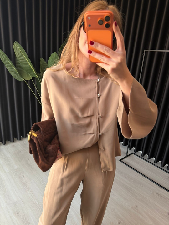 Orijinal Model , Camel , Yandan Düğmeli , Premium Tok Tencel , Takım