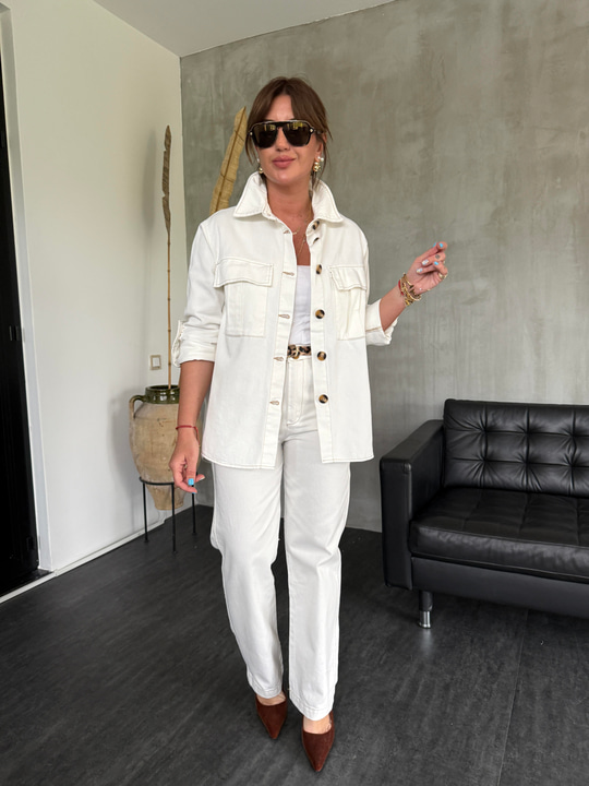 Orijinal Model, Leopar Kemerli Ekru Jean Pantolon