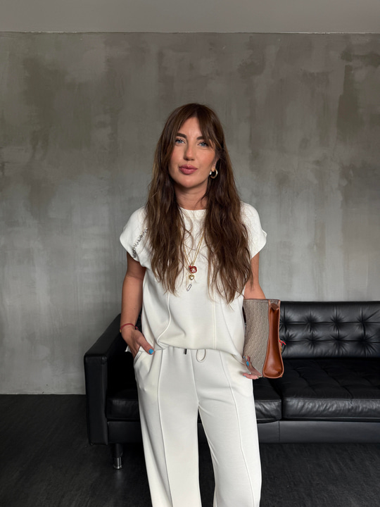 Orijinal Model , Taş İşlemeli , Ekru , Modal , Eşofman Takımı